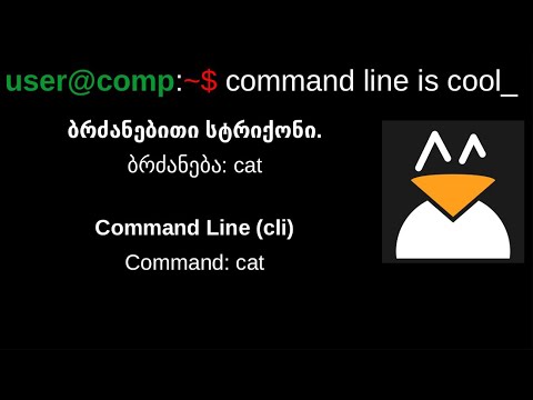 Linux. ბრძანებითი სტრიქონი. ბრძანება cat || Command line (cli). Command: cat